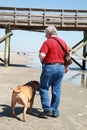 man walking dog Royalty Free Stock Photo