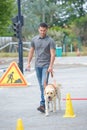 man walking dog Royalty Free Stock Photo
