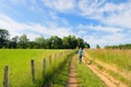 Man walking the dog in French Limousin