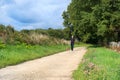 Man walking dog in nature