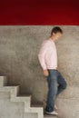 Man Walking Down Stairs Royalty Free Stock Photo