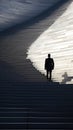 A man walking down stairs, AI Royalty Free Stock Photo