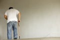 Man walking down stairs with walker Royalty Free Stock Photo