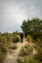 Man walking through the Embalse del Mayes in Murcia. Spain Royalty Free Stock Photo