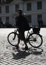 Man walking his bicycle Royalty Free Stock Photo