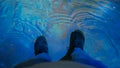 Man walking on interactive water surface