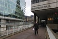 Man walking at London Wall, England