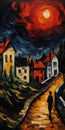 Dark Expressionism: Painted Brick Street In The Style Of Vlaminck