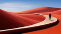 A man walking on a path in the desert. Generative AI image. Royalty Free Stock Photo