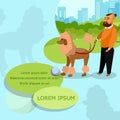 Man Walking with Poodle in Park Vector Banner