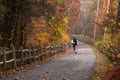 Man walking on recreational trail