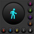 Man walking right dark push buttons with color icons