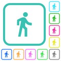 Man walking right vivid colored flat icons