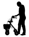 Man walking with rollator on white Royalty Free Stock Photo