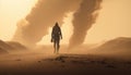 A man walking into a sandstorm, AI Generative