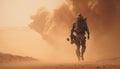 A man walking into a sandstorm, AI Generative