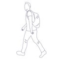 Man walking sketch, outline, isolated Royalty Free Stock Photo