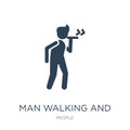 man walking and smoking icon in trendy design style. man walking and smoking icon isolated on white background. man walking and