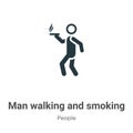 Man walking and smoking vector icon on white background. Flat vector man walking and smoking icon symbol sign from modern people