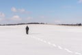 Man walking on snow Royalty Free Stock Photo