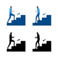 Man walking stairs, up and down movement. Emergency evacuation Royalty Free Stock Photo