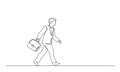 Man walking on street with briefcase. one line drawing Royalty Free Stock Photo