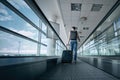 Man walking with suitcase at airport terminal Royalty Free Stock Photo