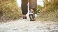 Man Walking on trail Track Outdoor Jogging exercise Royalty Free Stock Photo