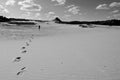 Man walks alone in desert