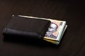 Man wallet with money on the table, wallet with dollars Royalty Free Stock Photo