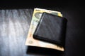 Man wallet with money on the table, wallet with LEI Royalty Free Stock Photo