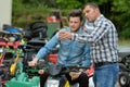 man wants to buy moto-quad Royalty Free Stock Photo
