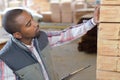 man and warehouse product inspection Royalty Free Stock Photo