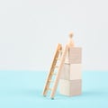 Man was climbing up the ladder, having a goal, brainstorming for ideas, success strategy, taking a challenge, business concept