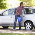 Man Washing Car In Drive Royalty Free Stock Photo