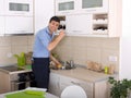 Man washing dishes Royalty Free Stock Photo