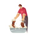 Man Washing Dogs