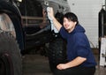 Man washing his car in the garage Royalty Free Stock Photo