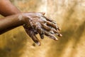 A man washing his hands by soap to maintain hygiene.stay healthy.avoid germ and virus. Royalty Free Stock Photo