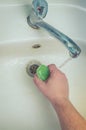 Man washing his Hands to prevent virus infection and clean dirty hands. /Man washes hands with soap Royalty Free Stock Photo