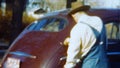 Man Washing Old Car (Archival 1950s)