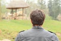 Man watching antelopes Royalty Free Stock Photo