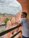 A man watching the beautiful pink city Jaipur