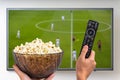 Man is watching football match on TV Royalty Free Stock Photo