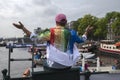 Man Watching The Gaypride At Amsterdam The Netherlands 5-8-2023 Royalty Free Stock Photo