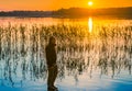 Man watching sunset Royalty Free Stock Photo