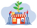 Man water growth plants with Real estate business Franchise shop business SME ,strategy of financial marketing planning