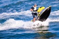 Man on the water motocycle Royalty Free Stock Photo