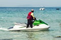 man on a water motorcycle on the sea