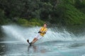 Man water skiing on lake Royalty Free Stock Photo